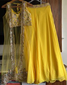 Yellow Plazzo - Choli Set with Net Jacket