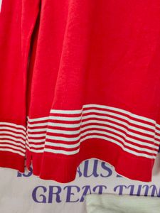 Red V-Neck Knit Sweater