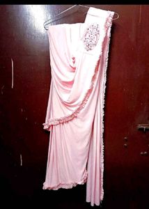 Pink embellished Ready To Wear Saree