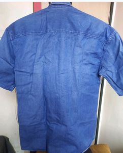 Blue Denim Slim Fit Shirt For Men (L)