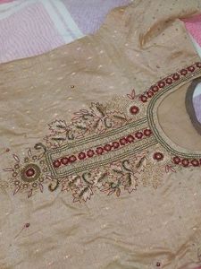 Golden And Maroon Plazo Suit With Dupatta