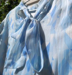 Vintage Blue Geometric Blouse