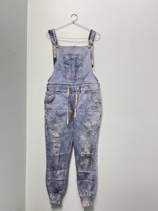 Blue Flared And Rugged Dungaree