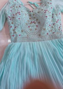 Frillled Embroidered Ingegment Gown
