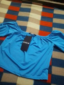 Blue Long Sleeve Crop Top new with tag
