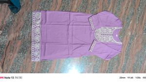 Lavender Embroidered Kurti Xl Size