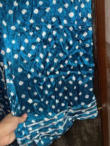 Teal Velvet Salwar Kameez Set - Muglai Style