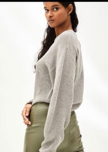 Gray Knit Pullover Sweater