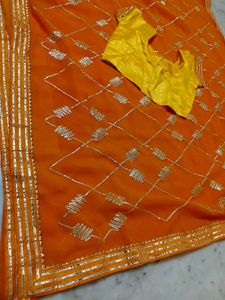 Marwadi style Orange Saree with Blouse