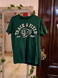 Dark Green Primark "TRACK & FIELD" T-Shirt