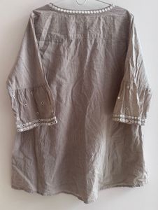 Elegant Taupe Cotton Kurta – Diza by Westside