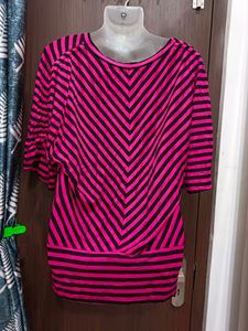 Pink And Black Stripped Top
