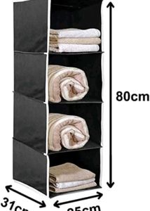 4 shelf Closet Organizer For Wardrobe Black