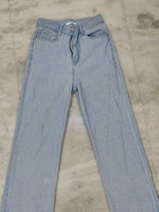 Wide Leg Blue Jeans For Women