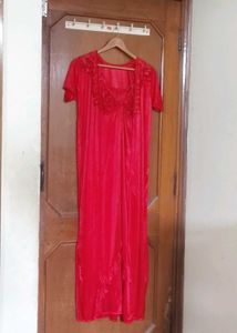 Brand New Bridal Red 2 Piece Long Nighty Set