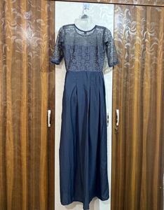 Elegant Blue Lace Ethnic Gown