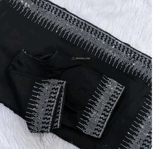 Elegant Black Embellished Saree