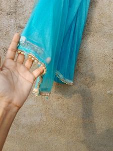 Net Dupatta Sky Blue Colour