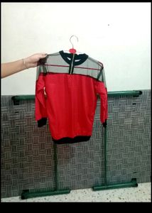 Branded Stylish Net Style Jipper Red Top Fir Girls