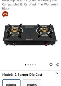Candes Glass Gas Stove 2 Burners