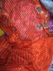 Orange Colour Bandhani Saree