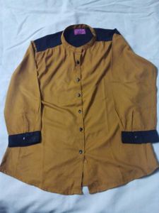 Stylish Mustard &amp; Black Button-Down Shirt