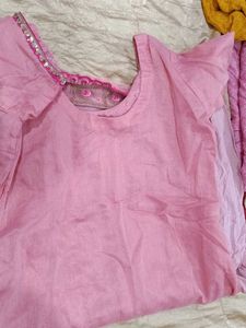 Pink Embroidered Salwar With Lyra Leggings