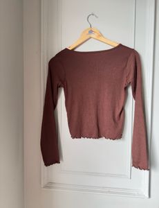 Brown Tie Front Crop Cardigan
