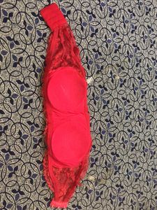 Red Lace Strapless Bra