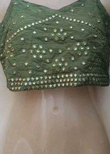 Green Mirror Work Blouse
