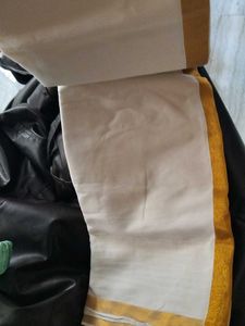 Onam Plain Saree With Golden Border