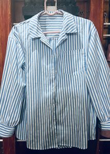 Oversized Blue And White Striped Shirt 👔