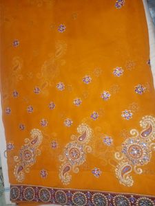 Orange Party Wear Saree With Blouse