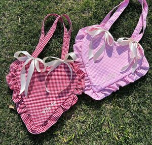 Restock🔥Gingham Heart Shaped Tote Bag💖🌷