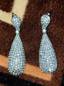 White Stone Grand Drop Earrings