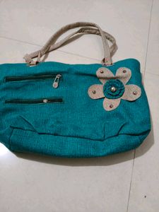 Teal &amp; Beige Tote Bag