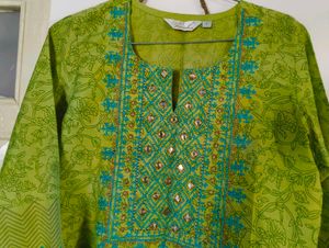 Green Embroidered Kurta