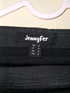 Black Party Short Skirt With Self Strips