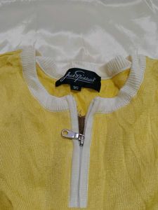 Vintage Yellow Quarter-Zip Knit Top