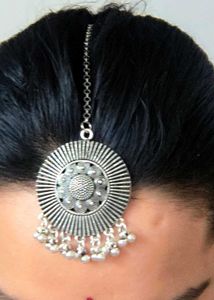 Oxidized Silver Maangtika