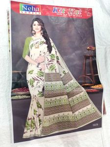 100% Pure Cotton Saree With Blouse And Peticoat