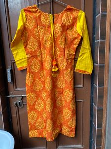 Yellow Printed Kurti