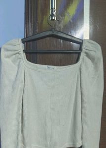 Ribbed Puff Sleeve Top