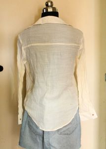 Zara Button-Down Shirt With Attached Lace Tabk Top