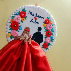 Handmade Embroidered Couple Wall Decor