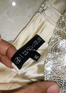 New Glitter Elegant Gold Patterned Dress