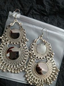 Silver Tone Dangle Earrings- used 1 time