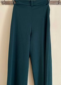 Dark Green High-Waisted Trouser Pants