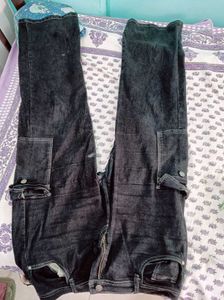 Black Dyed Cargo Jeans