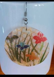 Floral Hand Painted Shell Earrings